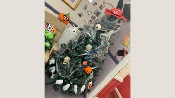 Getting creative with a Halloween tree at Ilkeston care home